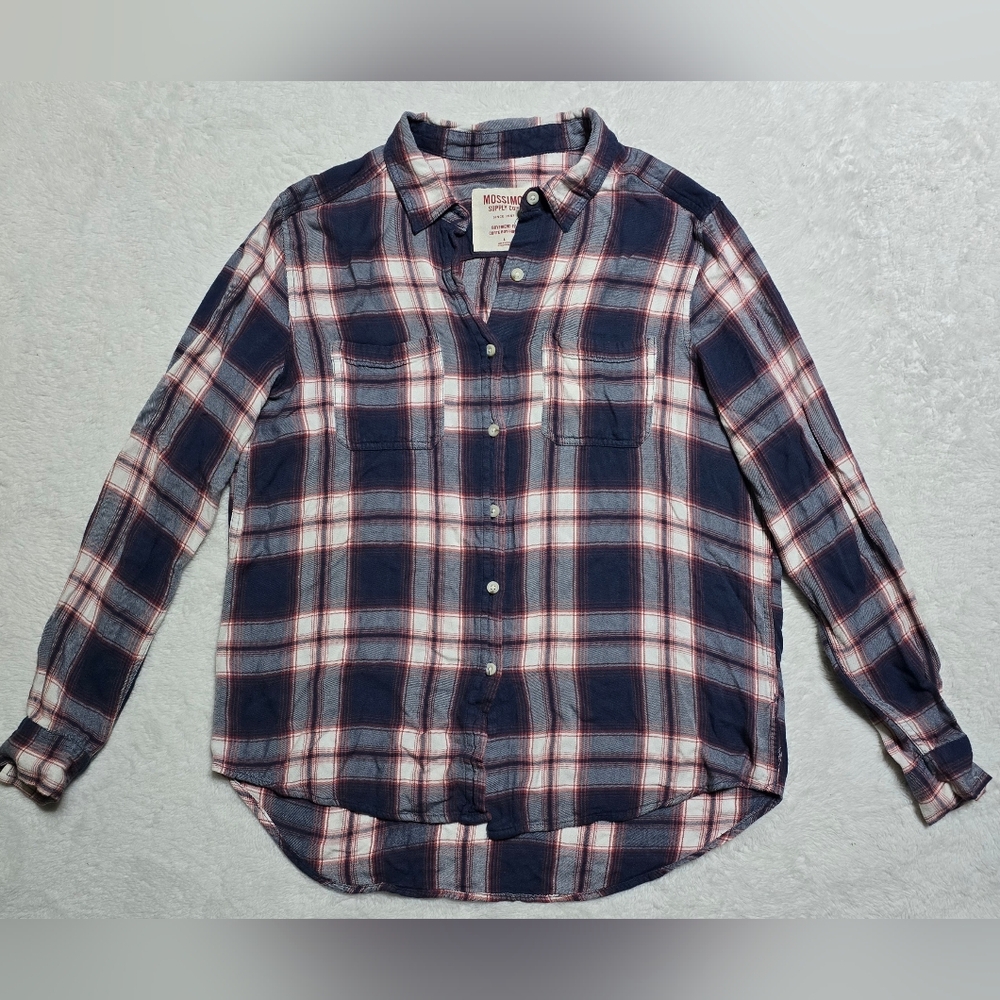 Mossimo Top Size L Large Button Up Down Blouse Long Sleeve Boyfriend Fit Shirt